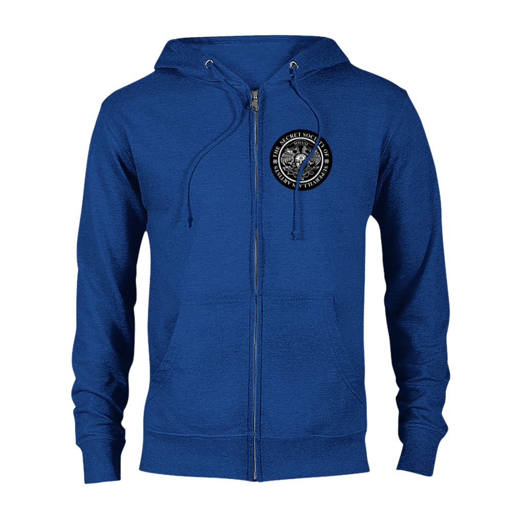 Bruho met an Angel / Secret Society of Supervillain Artists (Back/Front) Classic Unisex Zip Hoodie