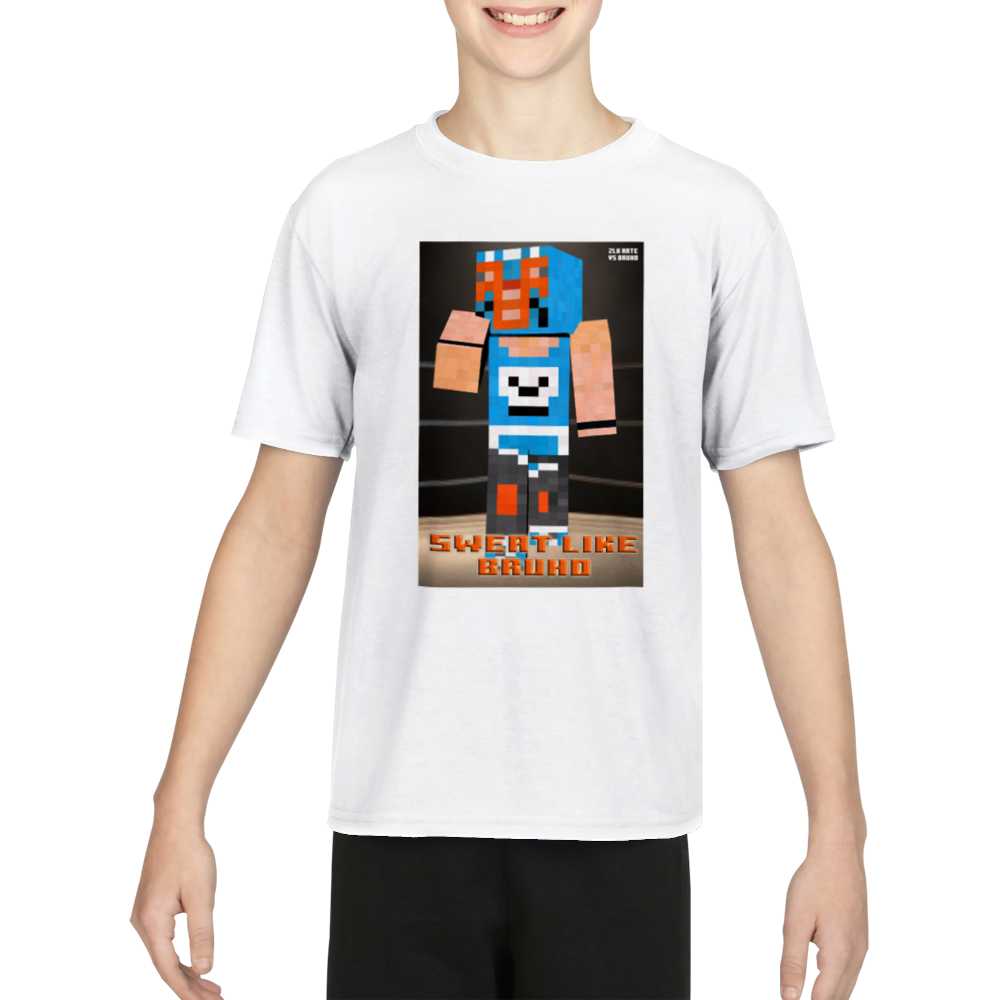 Bruho Minecraft / En Chinga (Front/Back) Kids Sports and Running Performance Kids Crewneck T-shirt